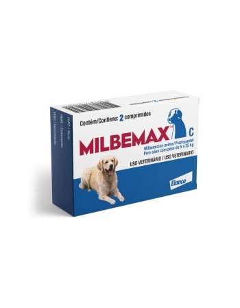 MILBEMAX C 12,5 / 125 MG - CÃES 5 A 25KGS - CX. 2 COMP