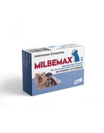MILBEMAX C 2,5 / 25 MG - CÃES ATÉ 5KGS - CX. 2 COMP